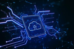 Illustration of cloud technology with subtle digital elements, suggesting secure and modern infrastructure