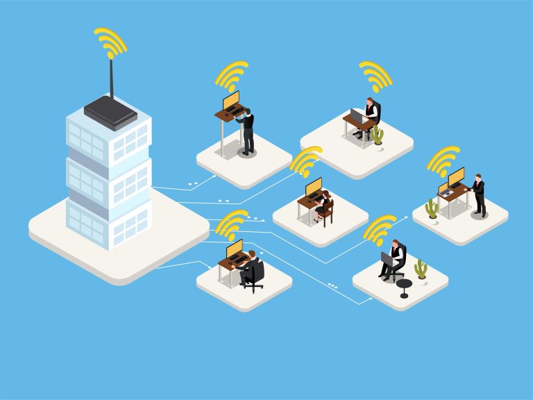 Illustration of devices connected in a secure wireless network