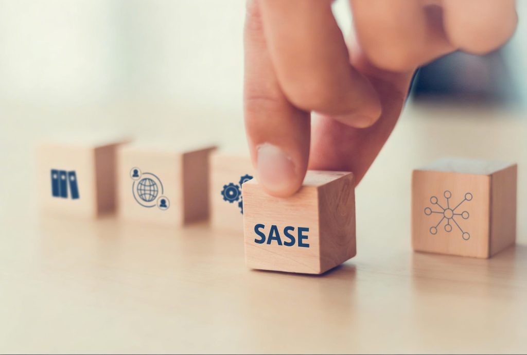 Cloud security and SASE architecture concept illustrating centralized network protection for distributed users